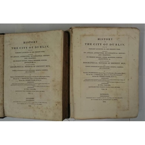 270 - Dublin] Warburton, Whitelaw & Walsh History of the City of Dublin, 1818, 2 vols. quarto, complet... 