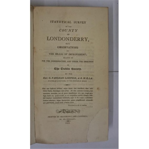 278 - Rev. G. Vaughan Simpson. Statistical Survey of the County of Londonderry. Dublin. 1802. First. With ... 