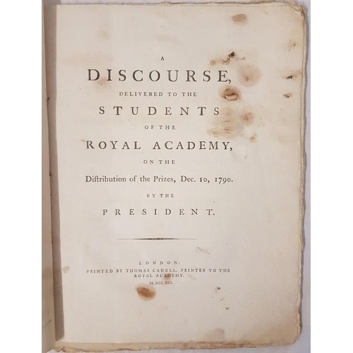 304 - [Reynolds, Sir Joshua]. A Discourse delivered to the Students of the Royal Academy on the Distributi... 