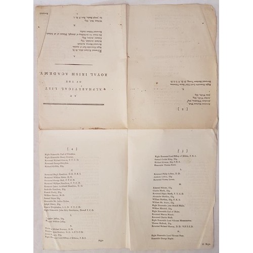 312 - [Royal Irish Academy] An Alphabetical List of the Royal Irish Academy. 8pp, single multi-folded shee... 