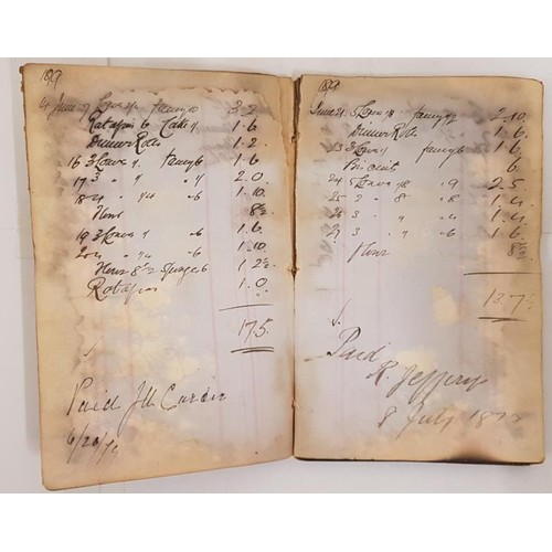 323 - Villers Stuart Grocery Account Book 1879 with Spiking and Company London