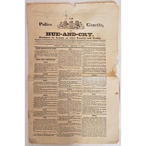 328 - The Police Gazette or The Hue-And-Cry, January 1874. Covering such stories as in the Kings County an... 