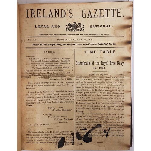 329 - Bound Copy of One Year of Ireland's Gazette From January 1900 to December 1900 (portion of front Jan... 