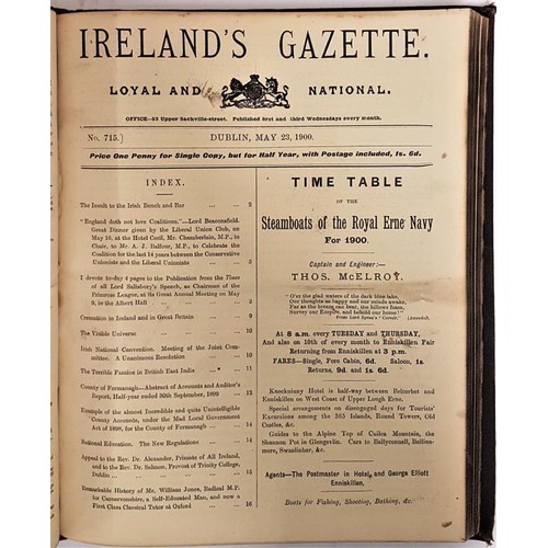 329 - Bound Copy of One Year of Ireland's Gazette From January 1900 to December 1900 (portion of front Jan... 