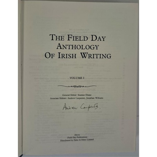 340 - Deane, The Field Day Anthology of Irish Writing, 3 vols in slipcase, small quarto, 1991; vol signed ... 