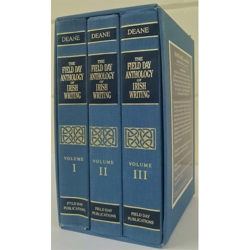 340 - Deane, The Field Day Anthology of Irish Writing, 3 vols in slipcase, small quarto, 1991; vol signed ... 