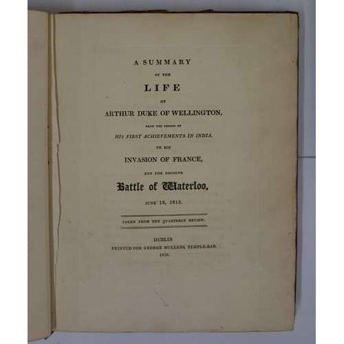 374 - Mullen Binding] Southey, R. Summary of the Life of Arthur Duke of Wellington. .. and the Battle of W... 