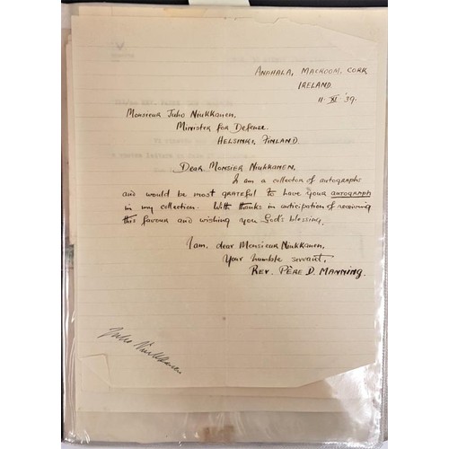 390 - Rev. Pere D Manning. A folder containg Letters from Rev Manning to Various well known people of the ... 