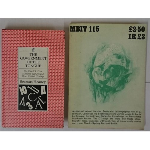 408 - Seamus Heaney. The Government of the Tongue.  MBIT 115 with Le Brocquy cover and illustrations of Jo... 