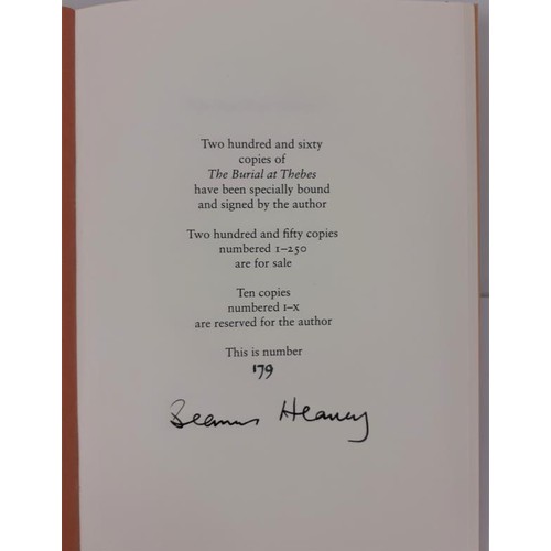 447 - Seamus Heaney; The Burial at Thebes, signed limited edition, 179/250, Faber 2004