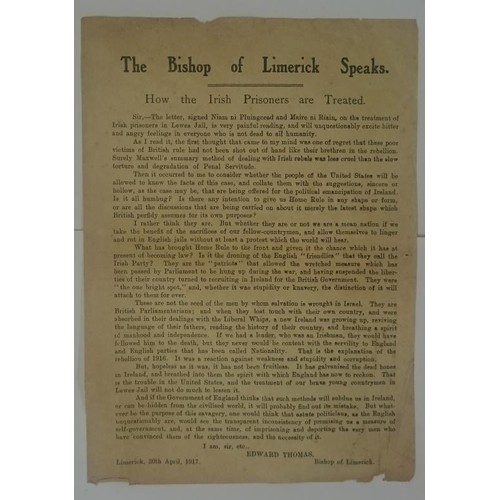 455 - The Bishop of Limerick Speaks[Bishop O’Dwyer] . How the Prisoners are Treated. Edward Thomas, ... 