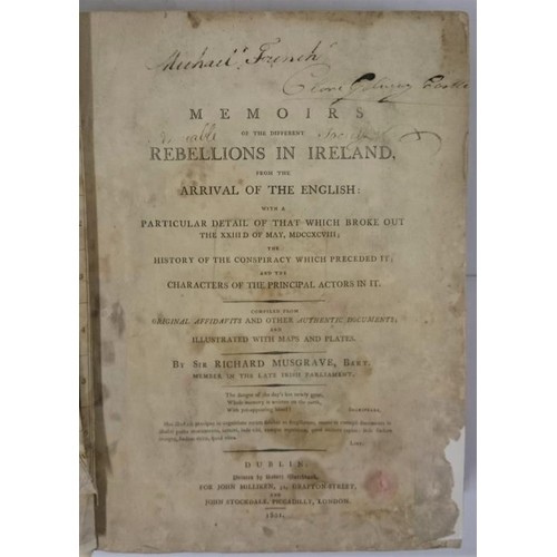 489 - Memoirs of the Different Rebellions in Ireland. From the Arrival of the English: Also, A particular ... 