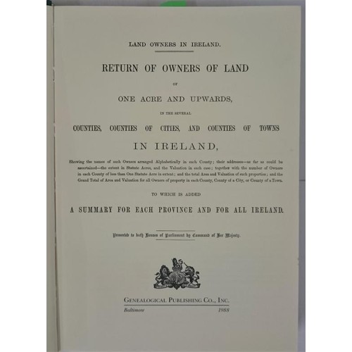 506 - Land Owners in Ireland, 1876 : Return of Owners of Land Ireland Local Government Board Published by ... 