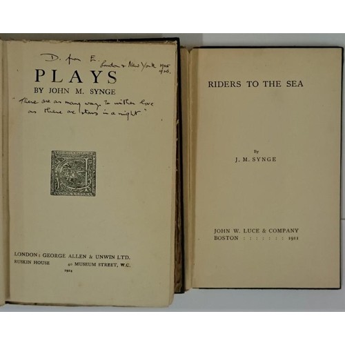 510 - RIDERS TO THE SEA J. M. Synge Published by John W. Luce and Company, Boston, 1911. Plays by J M Syng... 