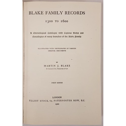 584 - Blake Family Records 1300-1600. First series. Facsimile edition. Printed paper boards.