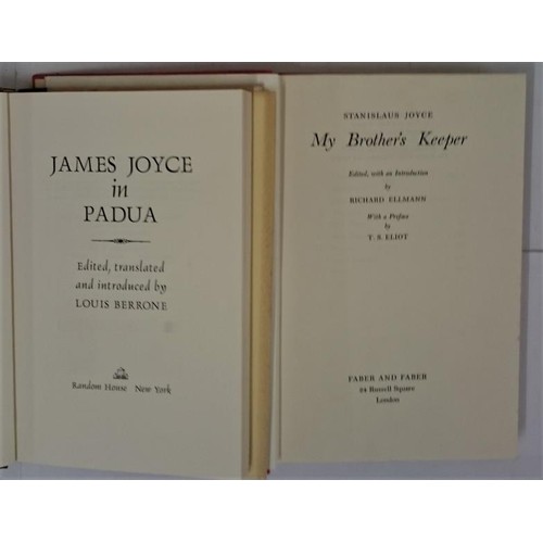 605 - L. Barrone. James Joyce in Padau. 1977 1st Pictorial d.j. and Stanislaus Joyce. My Brother's Keeper.... 