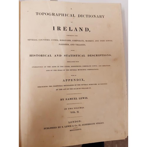 43 - Lewis, Samuel, A Topographical Dictionary of Ireland, 3 Volumes with Atlas. Very rare to get 3 toget... 