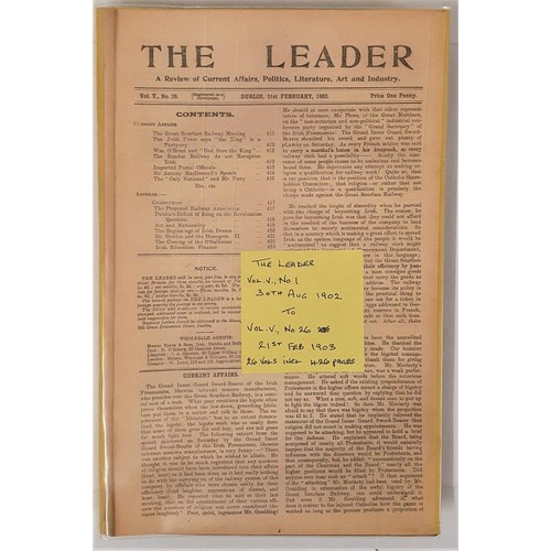 67 - The Leader- A review of current affairs,politics, literature, art and industry. Vol V No 1 30th Aug ... 