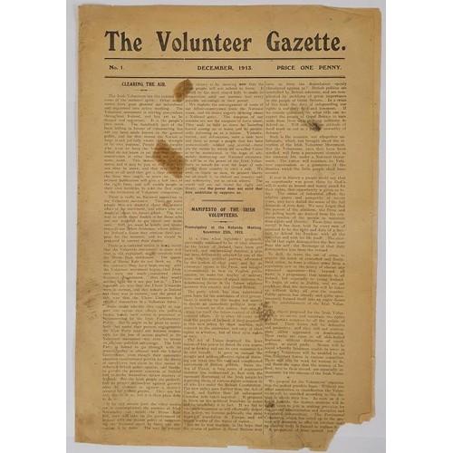 78 - The Volunteer Gazette. No 1 December 1913. Front page headline 