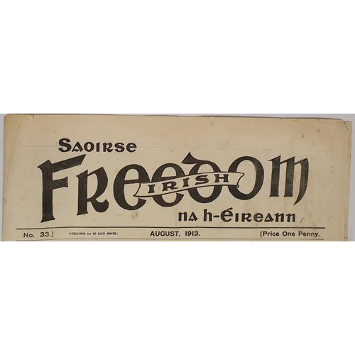 80 - Saoirse Freedom (Irish) na h-Éireann No 33, August 1913. Cartoon Illustration on front cover ... 