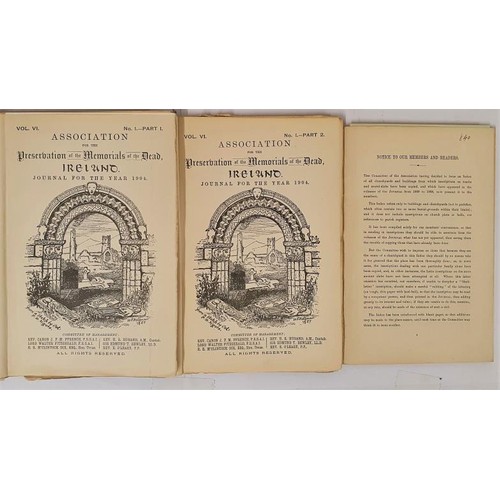 108 - Association for the Preservation of the Memorials of The Dead - Ireland. 1904 No.1 Part I & Part... 