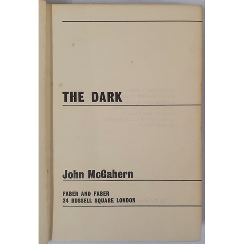 127 - John McGahern – THE DARK. Published 1965, First UK Edition, Second Printing. in Dust Jacket, s... 