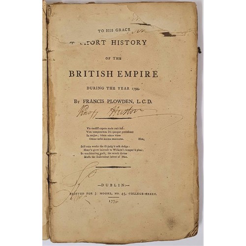 133 - A Short History Of The British Empire During The Year 1794. PLOWDEN, Francis [1749-1829]. Published ... 