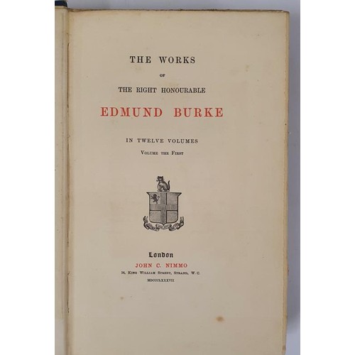 394 - The Works of The Right Honourable Edmund Burke , Published by London: Nimmo, 1887, a 12 Vol set with... 