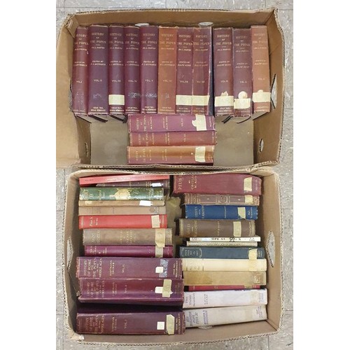 472 - History of the Popes in 14 Volumes by Dr L Pastor 1923 and a box of books in relation the Popes