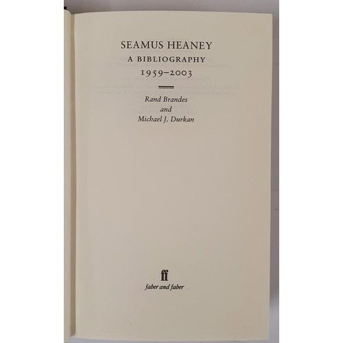 478 - R. Brands & M. J. Durkan. Seamus Heaney - A Bibliography.Scarce reference work in mint condition