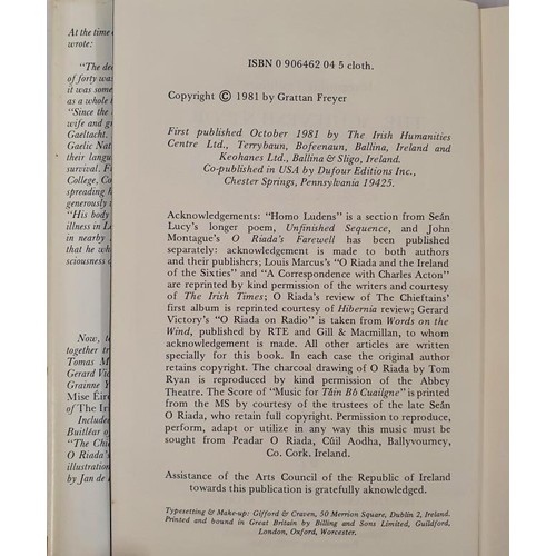 490 - Bernard Harris & Grattan Frayer; The Achievement of Seán O Riada first edition, first pri... 