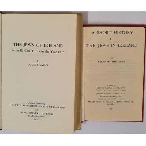 492 - A Short History of the Jews in Ireland. SHILLMAN, Bernard. Published by Messrs Eason & Son, Ltd.... 