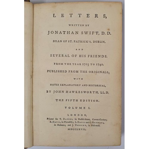 533 - Letters written by Jonathan Swift and Several of his Friends from 1703 to 1740. London. 1767. 3 volu... 