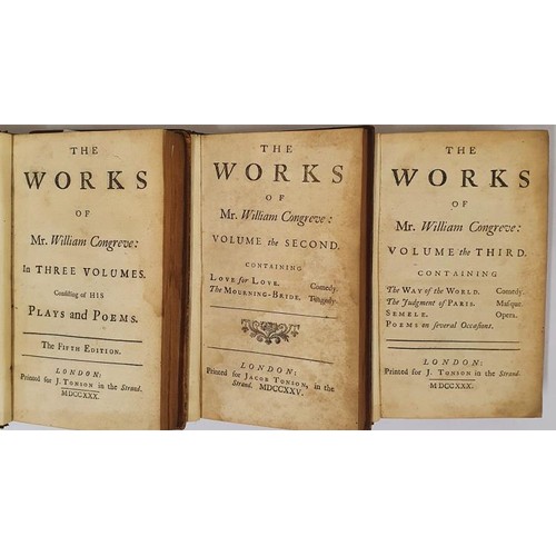 542 - The Works or Mr. William Congreve: In Three Volumes Consisting Of His Plays And Poems (3 vol.) Congr... 