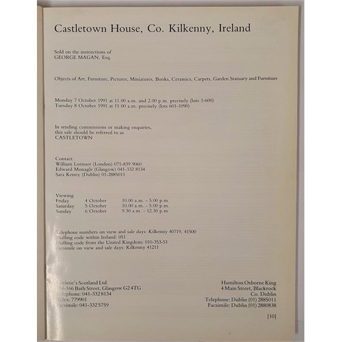 545 - Auction catalogue. Sale of contents of Castletown House, Co Kilkenny 7/8 Oct. 1981. Quarto. 170 page... 