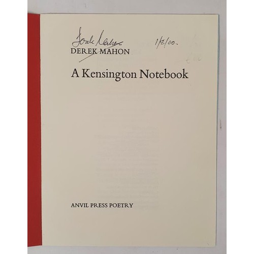 562 - Derek Mahon; A Kensington Notebook, signed limited edition 383/500, French flaps, Anvil Press 1984