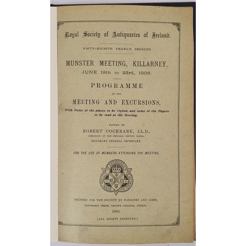 606 - Munster Meeting, Killarney, June 18th to 23rd, 1906. Programme and Meeting and Excursions edited by ... 