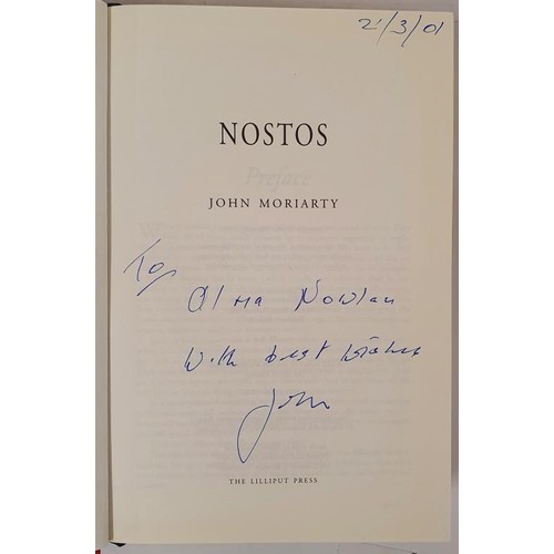 613 - John Moriarty – NOSTOS. The Lilliput Press. First Edition 2011, First printing. A true first E... 