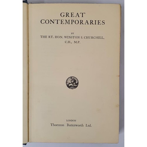 638 - Winston S. Churchill. Great Contemporaries [First Edition]. London: Thornton Butterworth Ltd. Britis... 