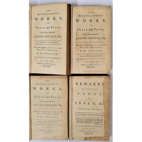 643 - The miscellaneous works in verse and prose, of the Right Honourable Joseph Addison, Esq. In three vo... 