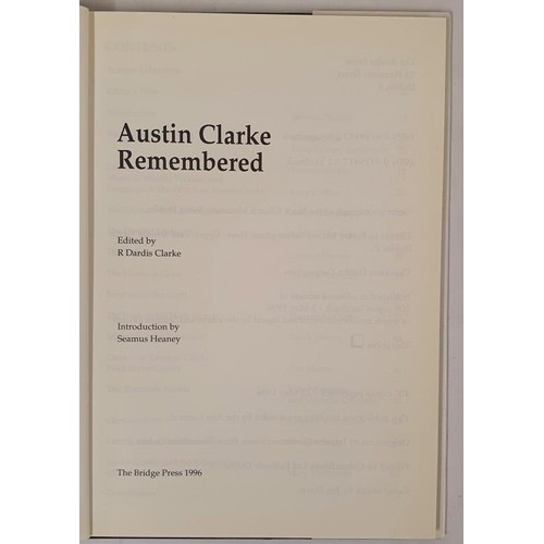 645 - AUSTIN CLARKE REMEMBERED - R. Dardis Clarke ( editor ) Introduction by Seamus Heaney. The Bridge Pre... 