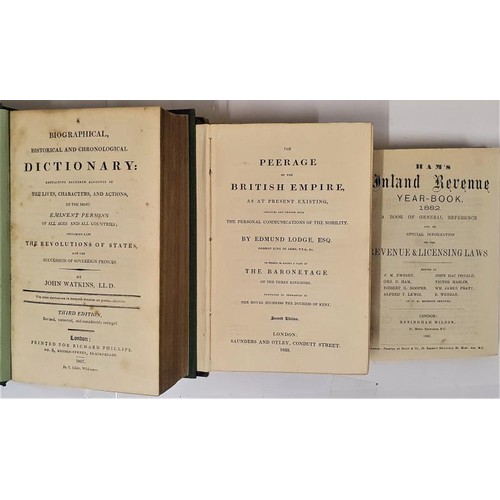 681 - Watkins,  A biographical, historical and chronological dictionary …eminent people. Londo... 