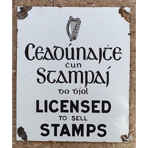 43 - Irish/English Licensed To Sell Stamps Original Enamel Sign - Original, 10
