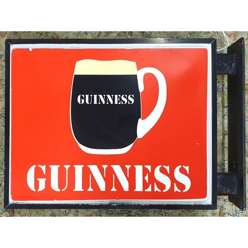 53 - Guinness Double Sided External Light-Up Sign including bracket in working order, 36