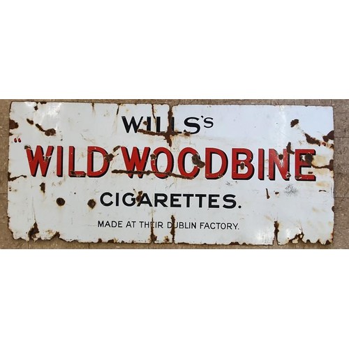57 - Wills's Woodbine Cigarettes, Made At Their Dublin Factory, Large Enamel Advertising Sign - Original,... 