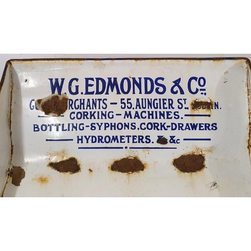 77 - W. G. Edmonds & Co., 55 Aungier St., Dublin Enamel Advertising Tray - Original, 17.5