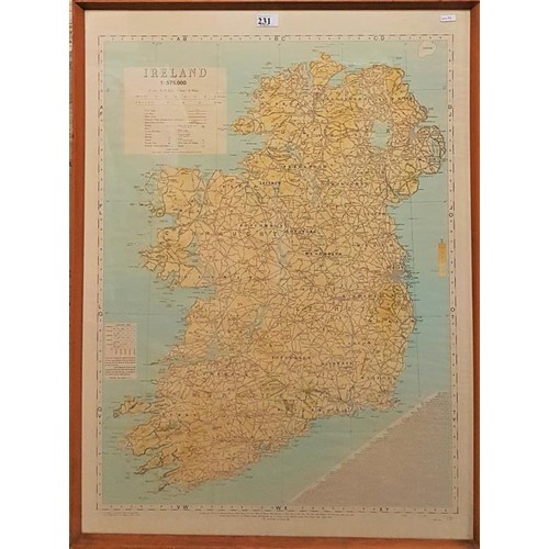 3 - Framed Map of Ireland - Showing distances by road between principal cities and towns. Government of ... 