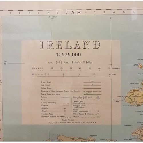 3 - Framed Map of Ireland - Showing distances by road between principal cities and towns. Government of ... 