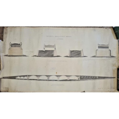 102 - Three substantial original watercolour drawings of the proposed Wellington Bridge, Limerick signed 