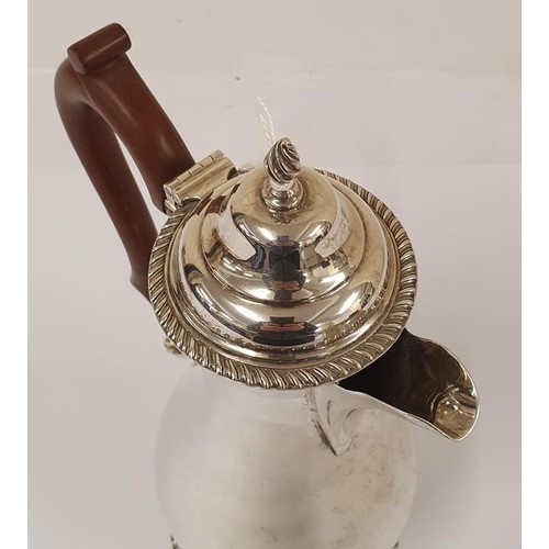 108 - Very Fine Silver Coffee Pot with spiral twist acorn finial on a stepped lid above a shaped body with... 